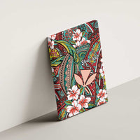 Personalised Hawaii Tribal Humpback Whale Canvas Wall Art Ulaula Hibiscus Seamless Pattern LT9 - Polynesian Pride