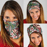 Personalised Hawaii Tribal Humpback Whale Neck Gaiter Ulaula Hibiscus Seamless Pattern LT9 - Polynesian Pride