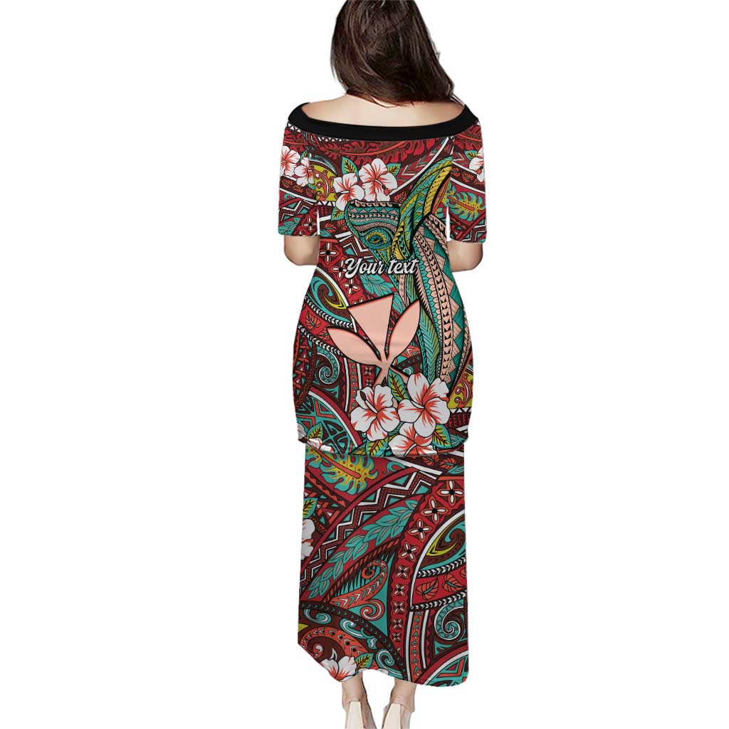 Personalised Hawaii Tribal Humpback Whale Puletasi Ulaula Hibiscus Seamless Pattern LT9 - Polynesian Pride