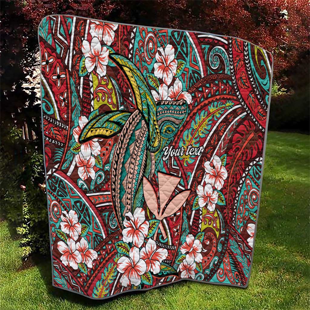 Personalised Hawaii Tribal Humpback Whale Quilt Ulaula Hibiscus Seamless Pattern LT9 - Polynesian Pride