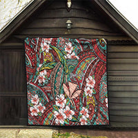 Personalised Hawaii Tribal Humpback Whale Quilt Ulaula Hibiscus Seamless Pattern LT9 - Polynesian Pride