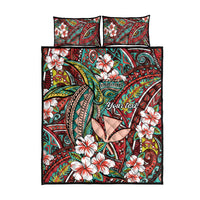Personalised Hawaii Tribal Humpback Whale Quilt Bed Set Ulaula Hibiscus Seamless Pattern LT9 - Polynesian Pride