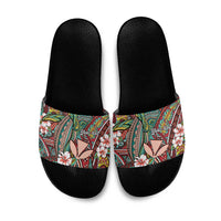 Personalised Hawaii Tribal Humpback Whale Slide Sandals Ulaula Hibiscus Seamless Pattern LT9 Red - Polynesian Pride