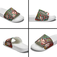 Personalised Hawaii Tribal Humpback Whale Slide Sandals Ulaula Hibiscus Seamless Pattern LT9 - Polynesian Pride