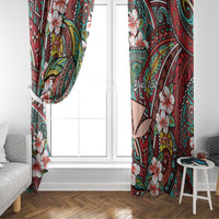 Personalised Hawaii Tribal Humpback Whale Window Curtain Ulaula Hibiscus Seamless Pattern LT9 - Polynesian Pride