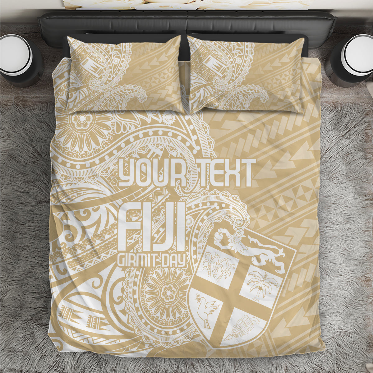 Custom Indo Fijians Bedding Set Fiji ke Hindustani Polyneisan Paisley Beige Style LT9 Beige - Polynesian Pride