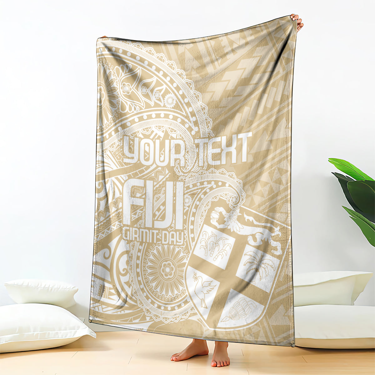 Custom Indo Fijians Blanket Fiji ke Hindustani Polyneisan Paisley Beige Style LT9 - Polynesian Pride