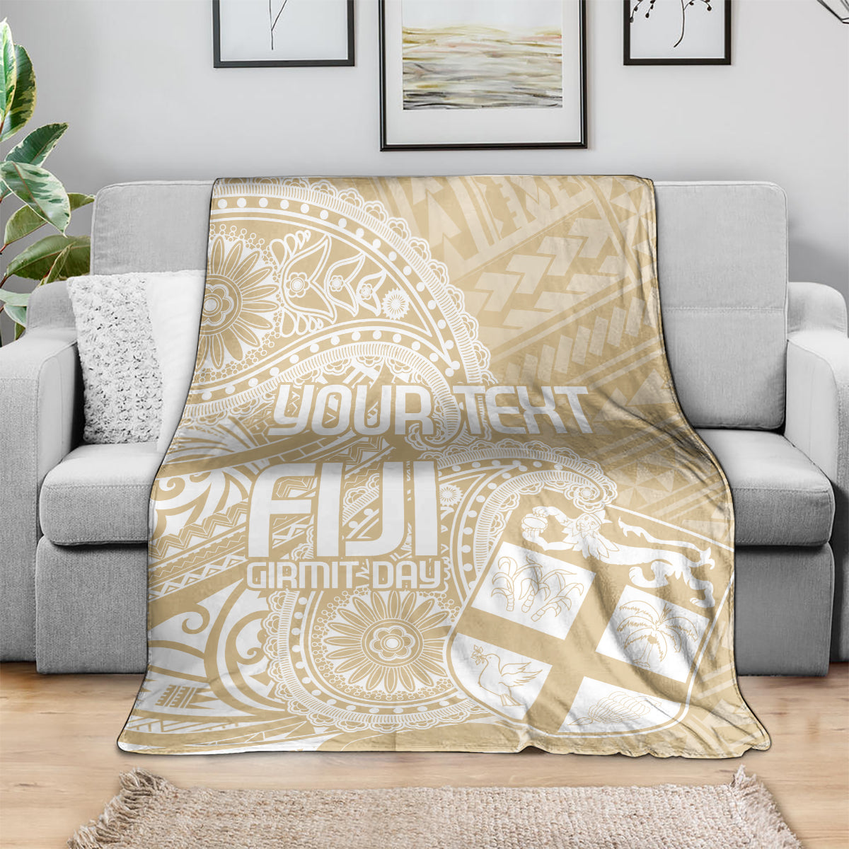 Custom Indo Fijians Blanket Fiji ke Hindustani Polyneisan Paisley Beige Style LT9 - Polynesian Pride