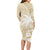 Custom Indo Fijians Long Sleeve Bodycon Dress Fiji ke Hindustani Polyneisan Paisley Beige Style