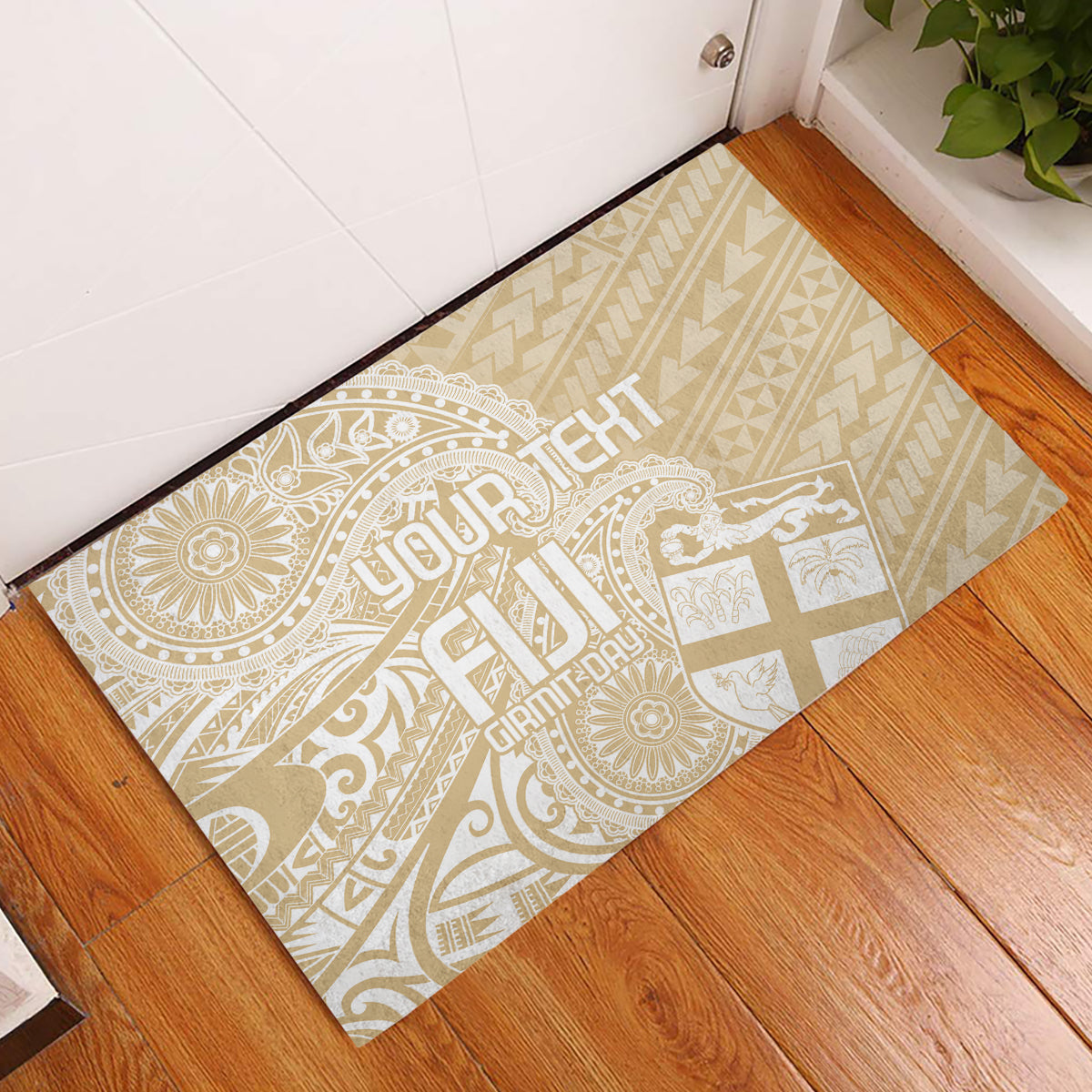 Custom Indo Fijians Rubber Doormat Fiji ke Hindustani Polyneisan Paisley Beige Style LT9 Beige - Polynesian Pride