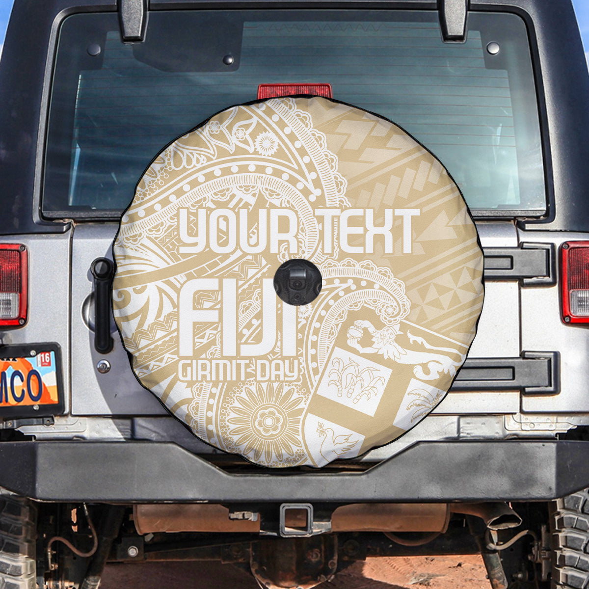Custom Indo Fijians Spare Tire Cover Fiji ke Hindustani Polyneisan Paisley Beige Style LT9 Beige - Polynesian Pride
