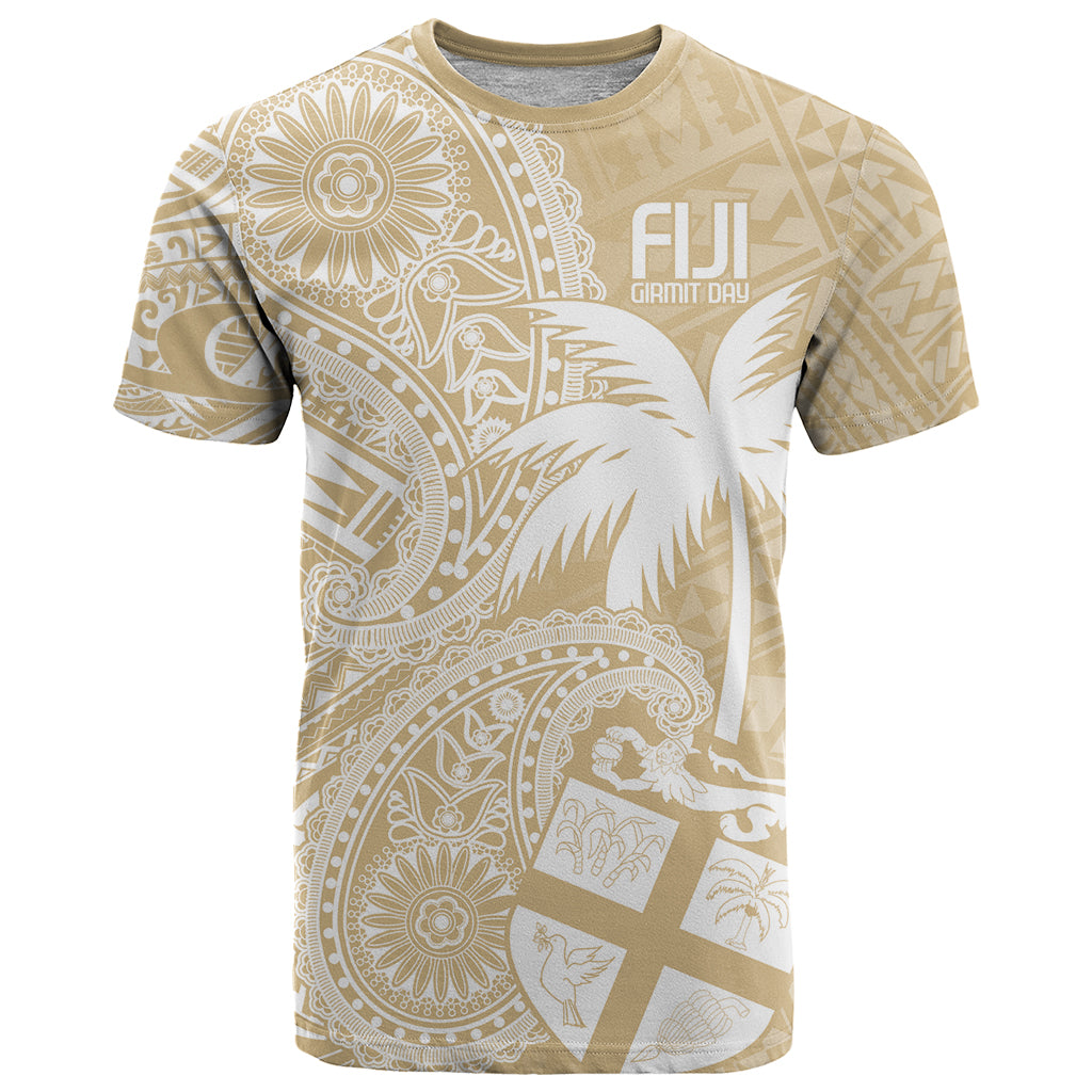 Custom Indo Fijians T Shirt Fiji ke Hindustani Polyneisan Paisley Beige Style LT9 Beige - Polynesian Pride