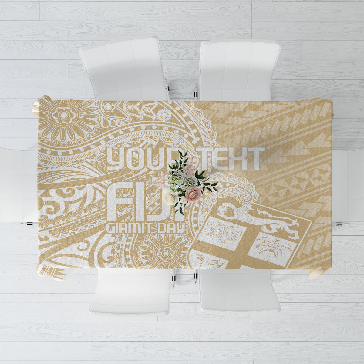Custom Indo Fijians Tablecloth Fiji ke Hindustani Polyneisan Paisley Beige Style LT9 Beige - Polynesian Pride