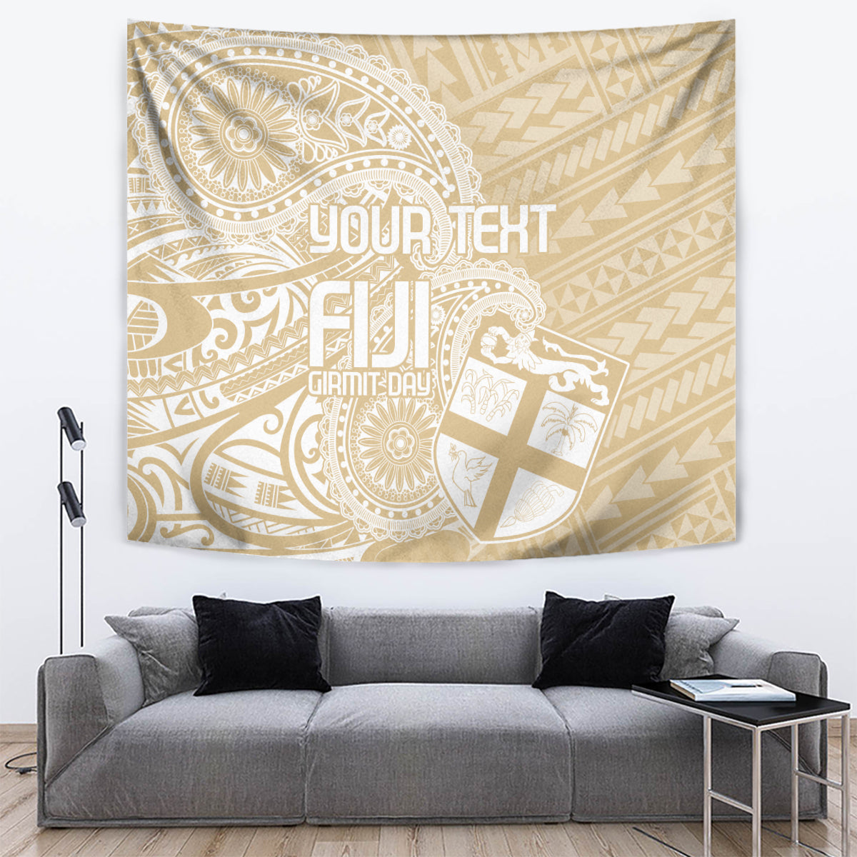 Custom Indo Fijians Tapestry Fiji ke Hindustani Polyneisan Paisley Beige Style LT9 Beige - Polynesian Pride