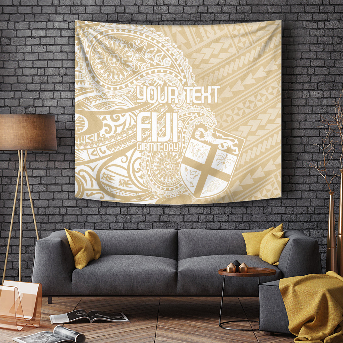 Custom Indo Fijians Tapestry Fiji ke Hindustani Polyneisan Paisley Beige Style LT9 - Polynesian Pride
