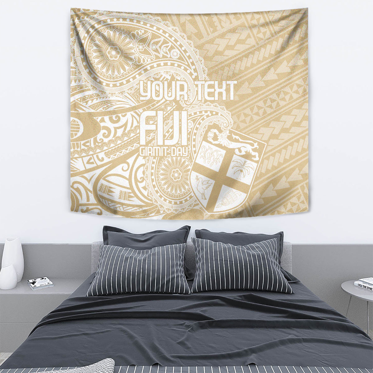 Custom Indo Fijians Tapestry Fiji ke Hindustani Polyneisan Paisley Beige Style LT9 - Polynesian Pride