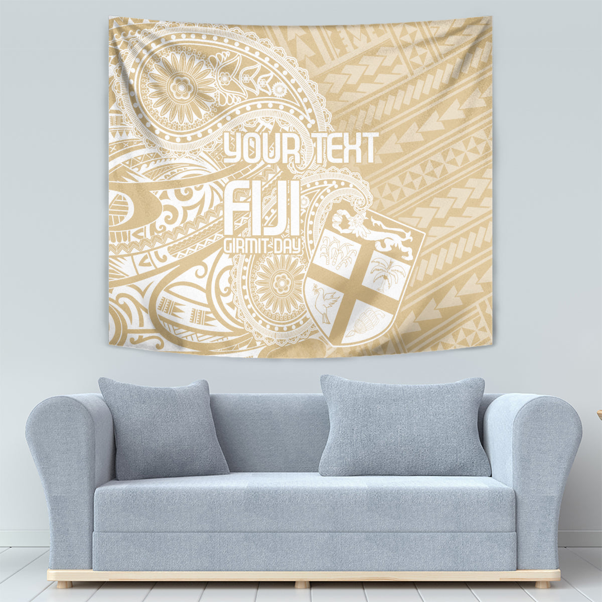 Custom Indo Fijians Tapestry Fiji ke Hindustani Polyneisan Paisley Beige Style LT9 - Polynesian Pride