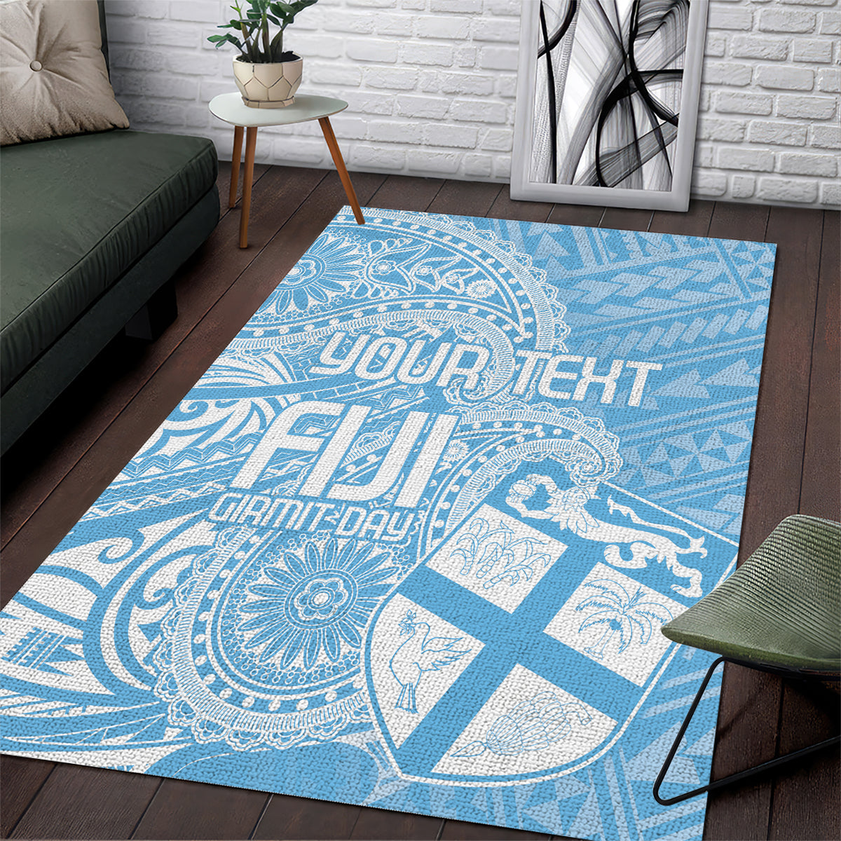 Custom Indo Fijians Area Rug Fiji ke Hindustani Polyneisan Paisley Blue Style LT9 Blue - Polynesian Pride