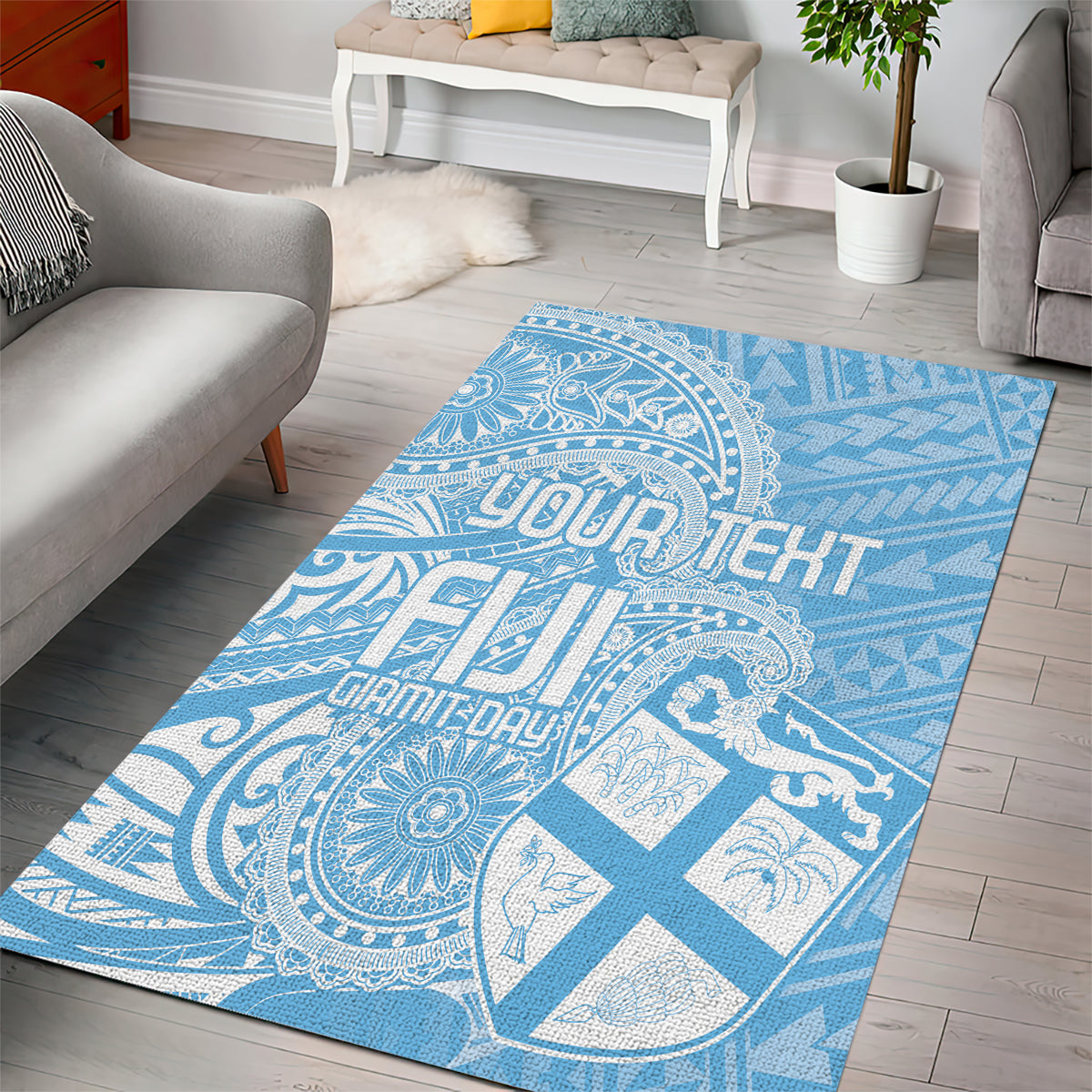 Custom Indo Fijians Area Rug Fiji ke Hindustani Polyneisan Paisley Blue Style LT9 - Polynesian Pride