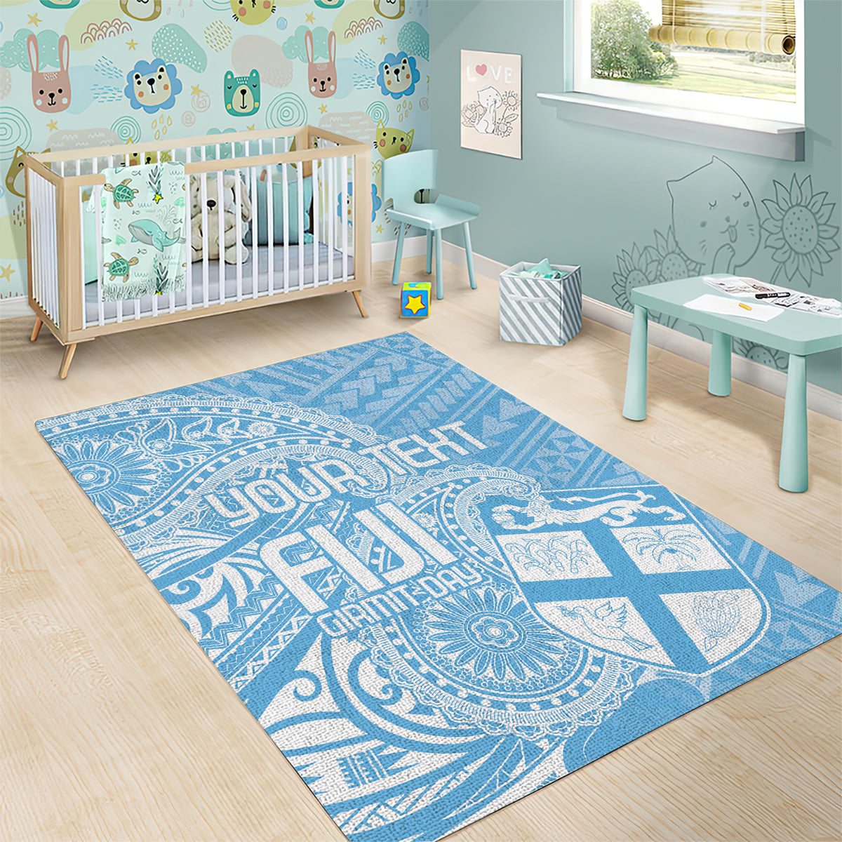 Custom Indo Fijians Area Rug Fiji ke Hindustani Polyneisan Paisley Blue Style LT9 - Polynesian Pride