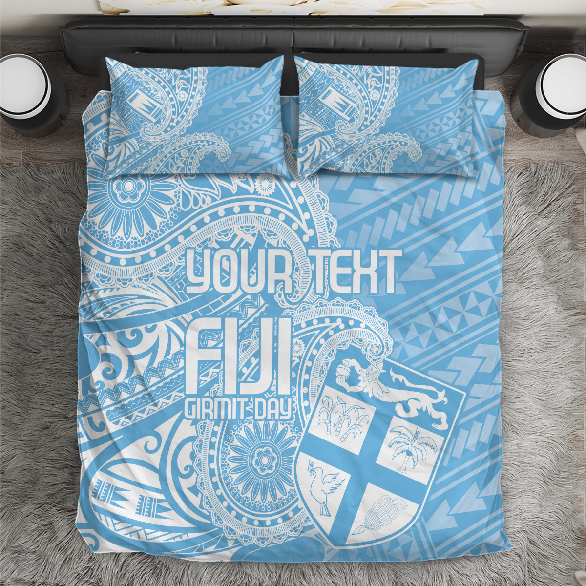 Custom Indo Fijians Bedding Set Fiji ke Hindustani Polyneisan Paisley Blue Style LT9 Blue - Polynesian Pride