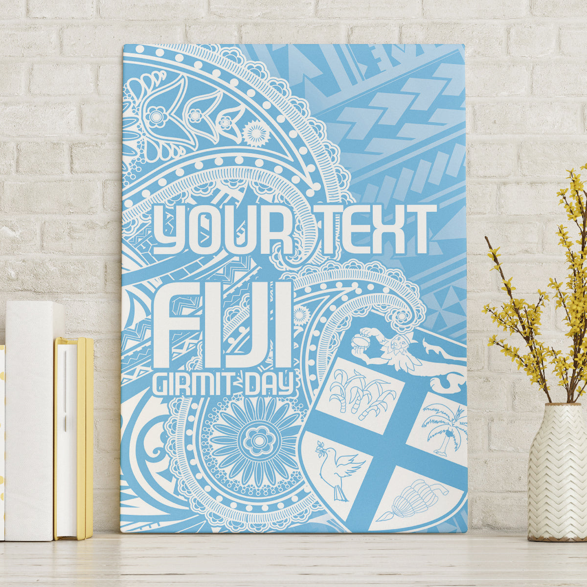 Custom Indo Fijians Canvas Wall Art Fiji ke Hindustani Polyneisan Paisley Blue Style LT9 Without Frame Blue - Polynesian Pride