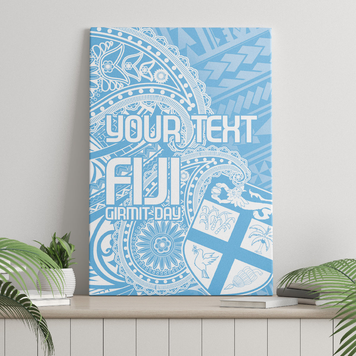 Custom Indo Fijians Canvas Wall Art Fiji ke Hindustani Polyneisan Paisley Blue Style LT9 - Polynesian Pride
