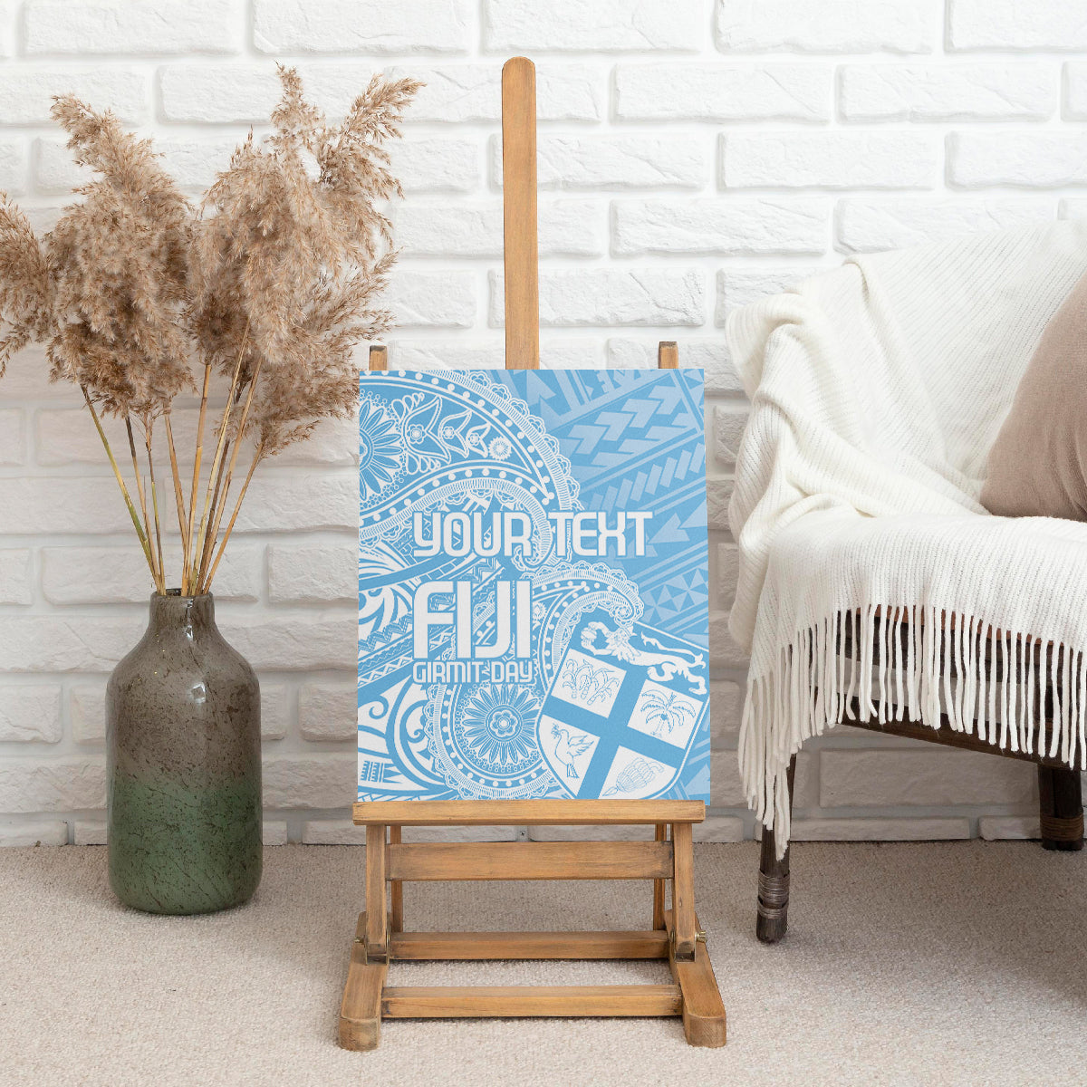 Custom Indo Fijians Canvas Wall Art Fiji ke Hindustani Polyneisan Paisley Blue Style LT9 - Polynesian Pride