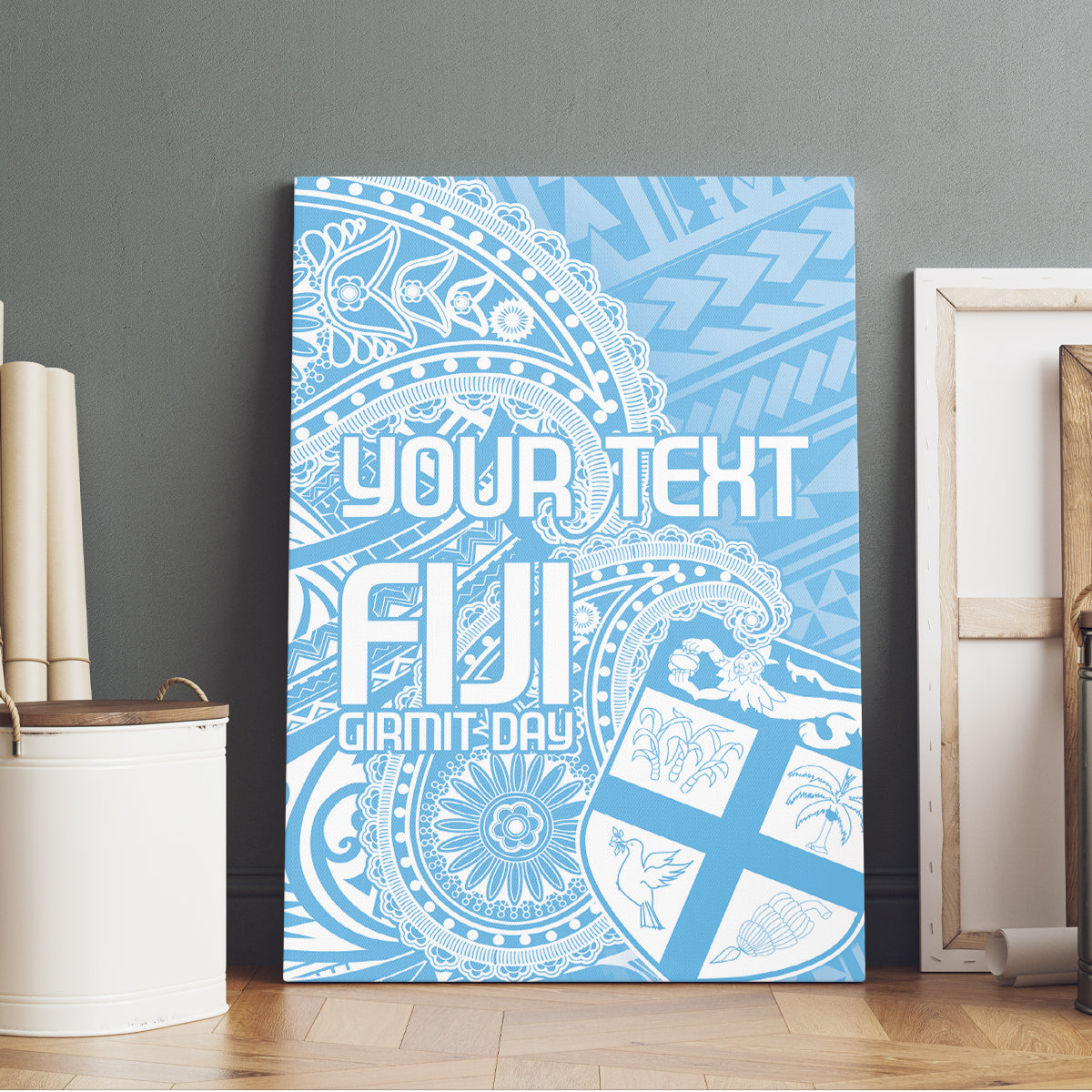 Custom Indo Fijians Canvas Wall Art Fiji ke Hindustani Polyneisan Paisley Blue Style LT9 - Polynesian Pride