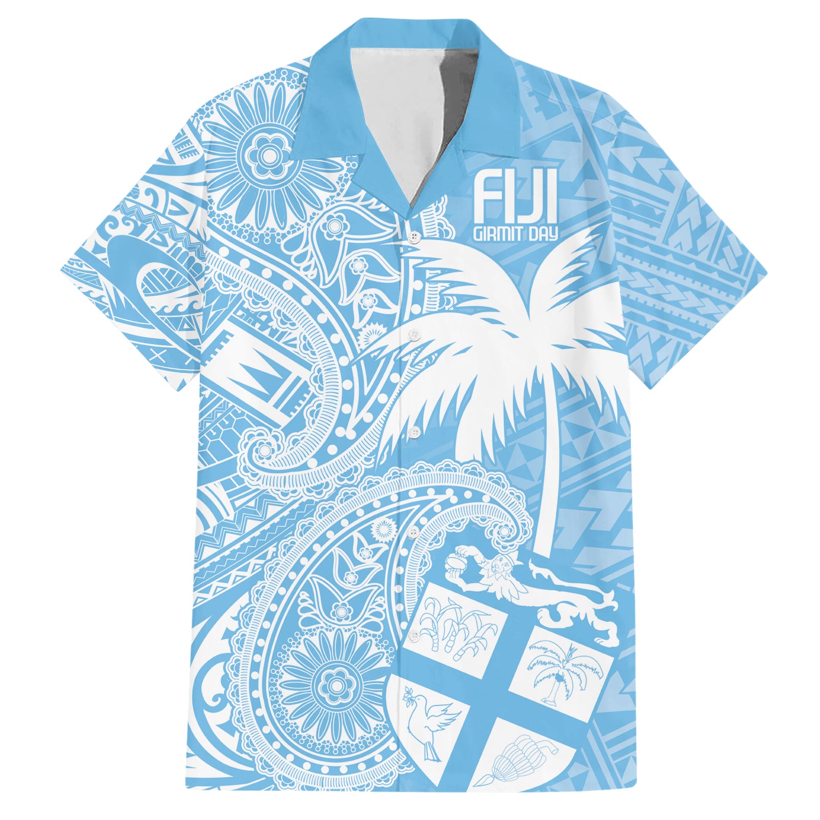 Custom Indo Fijians Hawaiian Shirt Fiji ke Hindustani Polyneisan Paisley Blue Style