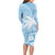 Custom Indo Fijians Long Sleeve Bodycon Dress Fiji ke Hindustani Polyneisan Paisley Blue Style