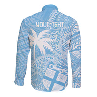 Custom Indo Fijians Long Sleeve Button Shirt Fiji ke Hindustani Polyneisan Paisley Blue Style LT9 - Polynesian Pride