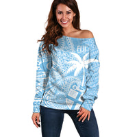 Custom Indo Fijians Off Shoulder Sweater Fiji ke Hindustani Polyneisan Paisley Blue Style LT9 Women Blue - Polynesian Pride