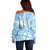 Custom Indo Fijians Off Shoulder Sweater Fiji ke Hindustani Polyneisan Paisley Blue Style