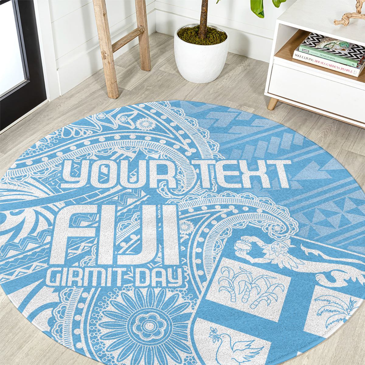 Custom Indo Fijians Round Carpet Fiji ke Hindustani Polyneisan Paisley Blue Style LT9 Blue - Polynesian Pride