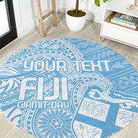 Custom Indo Fijians Round Carpet Fiji ke Hindustani Polyneisan Paisley Blue Style LT9 Blue - Polynesian Pride