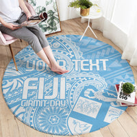 Custom Indo Fijians Round Carpet Fiji ke Hindustani Polyneisan Paisley Blue Style LT9 - Polynesian Pride