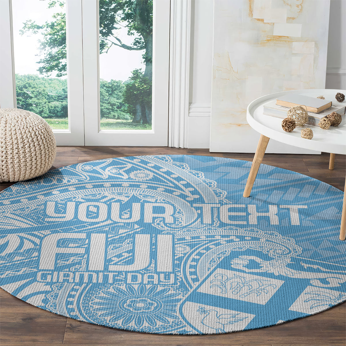 Custom Indo Fijians Round Carpet Fiji ke Hindustani Polyneisan Paisley Blue Style LT9 - Polynesian Pride