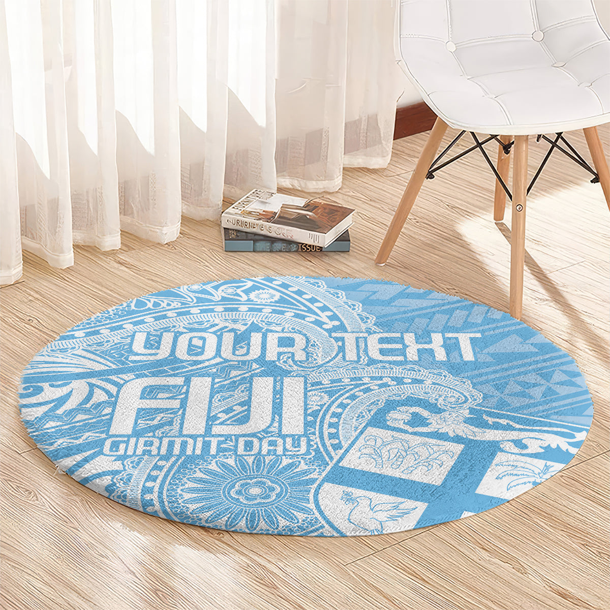 Custom Indo Fijians Round Carpet Fiji ke Hindustani Polyneisan Paisley Blue Style LT9 - Polynesian Pride