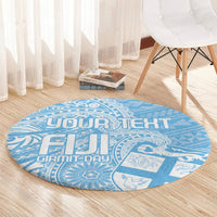 Custom Indo Fijians Round Carpet Fiji ke Hindustani Polyneisan Paisley Blue Style LT9 - Polynesian Pride