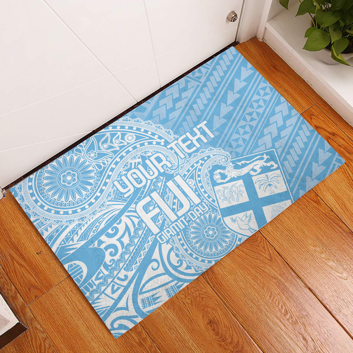 Custom Indo Fijians Rubber Doormat Fiji ke Hindustani Polyneisan Paisley Blue Style LT9 Blue - Polynesian Pride