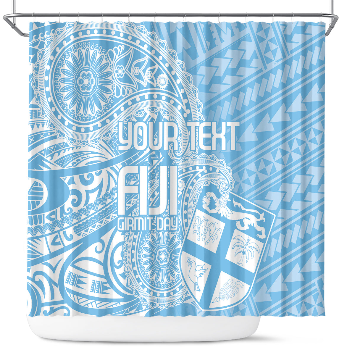 Custom Indo Fijians Shower Curtain Fiji ke Hindustani Polyneisan Paisley Blue Style LT9 Blue - Polynesian Pride