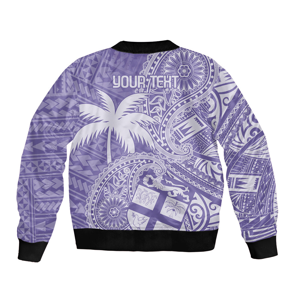 Custom Indo Fijians Bomber Jacket Fiji ke Hindustani Polyneisan Paisley Purple Style LT9 - Polynesian Pride