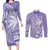 Custom Indo Fijians Couples Matching Long Sleeve Bodycon Dress and Long Sleeve Button Shirt Fiji ke Hindustani Polyneisan Paisley Purple Style