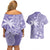 Custom Indo Fijians Couples Matching Off Shoulder Short Dress and Hawaiian Shirt Fiji ke Hindustani Polyneisan Paisley Purple Style