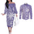 Custom Indo Fijians Couples Matching Off The Shoulder Long Sleeve Dress and Long Sleeve Button Shirt Fiji ke Hindustani Polyneisan Paisley Purple Style