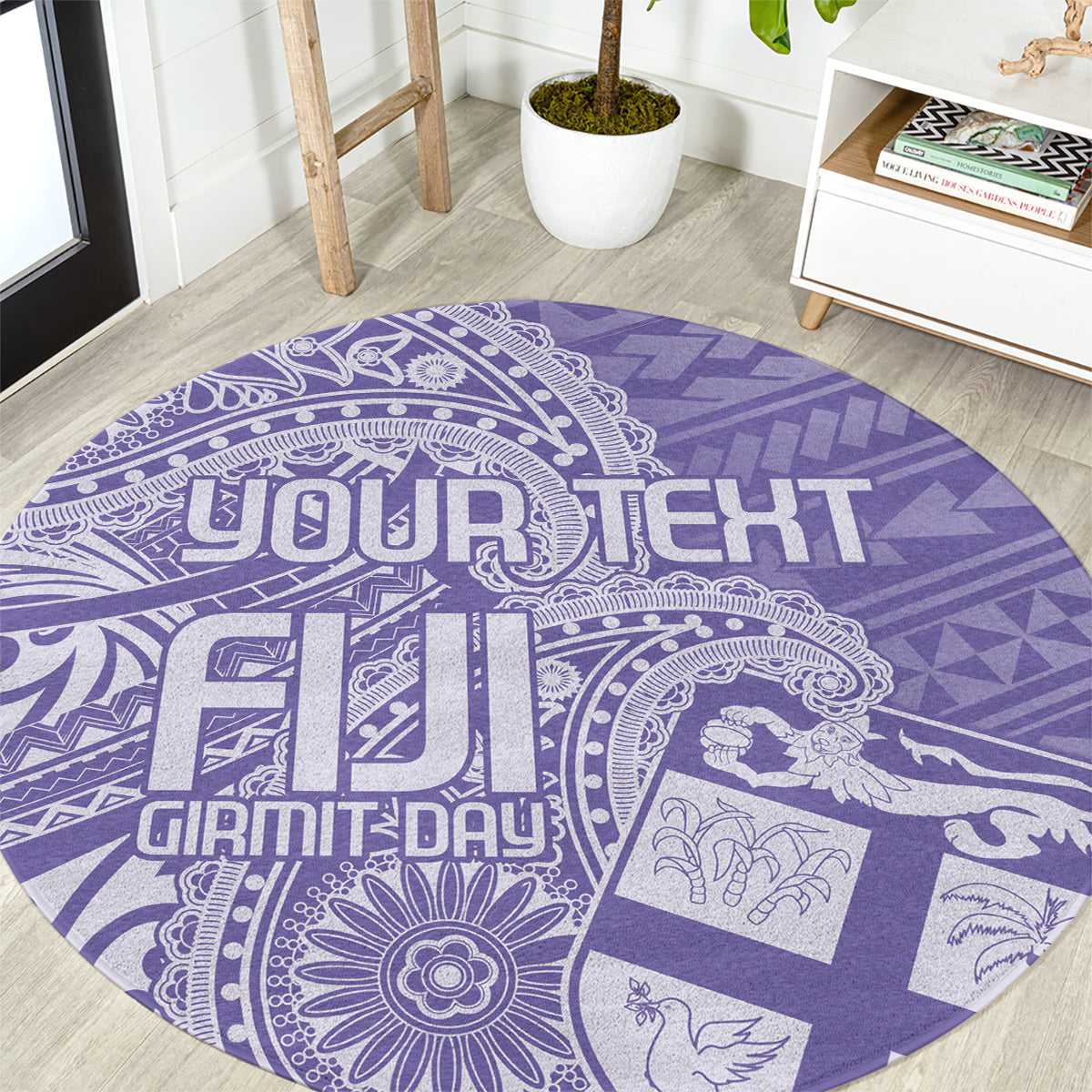 Custom Indo Fijians Round Carpet Fiji ke Hindustani Polyneisan Paisley Purple Style LT9 Purple - Polynesian Pride