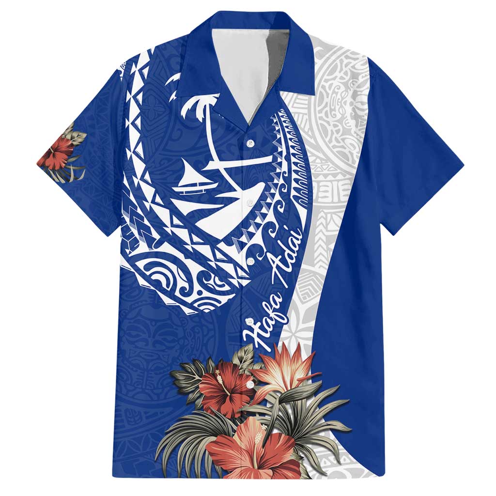 Blue Guam Hafa Adai Hawaiian Shirt Tropical Flowers with Polynesian Pattern LT9 Blue - Polynesian Pride