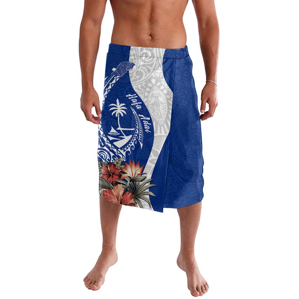 Blue Guam Hafa Adai Lavalava Tropical Flowers with Polynesian Pattern LT9 Blue - Polynesian Pride