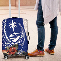 Blue Guam Hafa Adai Luggage Cover Tropical Flowers with Polynesian Pattern LT9 Blue - Polynesian Pride